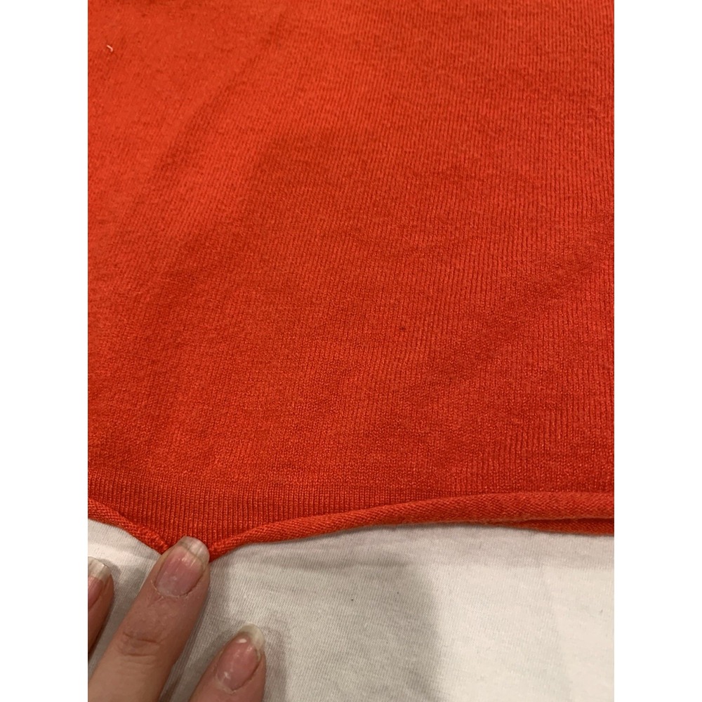 RENVY Red/Orange Ruffle Sleeve Knit Sweater Balletcore Coquette‎ Crop Top Small - Picture 6 of 9